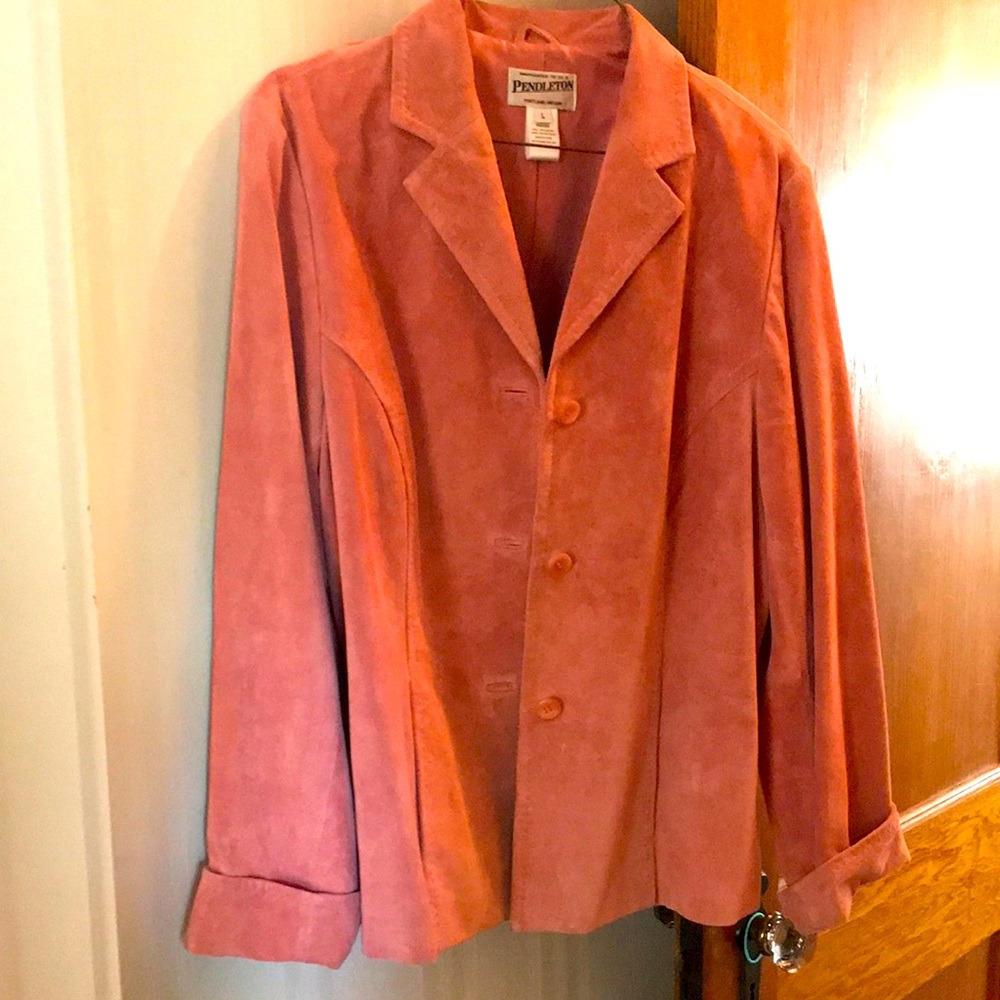 Pendleton Women's Pink Suede Jacket, size L.